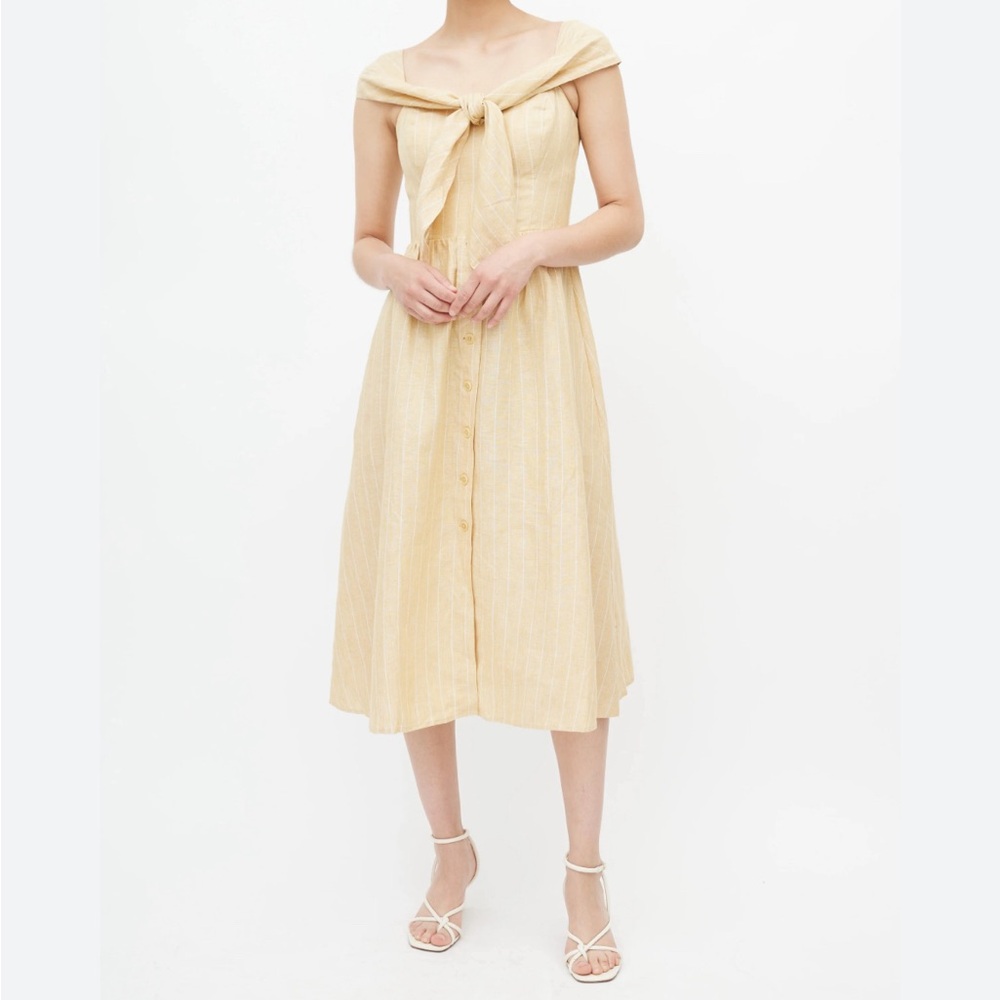 Reformation Stripe Barrington Tie-Front Dress